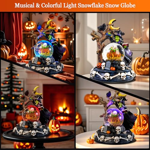 Halloween Snow Globe Lantern with Music & Lights - Magic Witch Variation