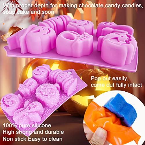 Halloween Silicone Mold 5-Piece Cake and Candy Molds with Ghost Bat Witch Hat