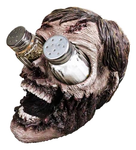 Gory Zombie Head Salt and Pepper Shaker Set Halloween Decor 5.5"