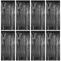 Black Foil Curtain Streamer Set - 8 Pack Halloween Party Decorations - 3.28 x 7.05 ft