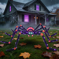6.8 FT Light Up Outdoor Halloween Spider with Green Eyes and 140 LED Lights - Waterproof Yard Decor