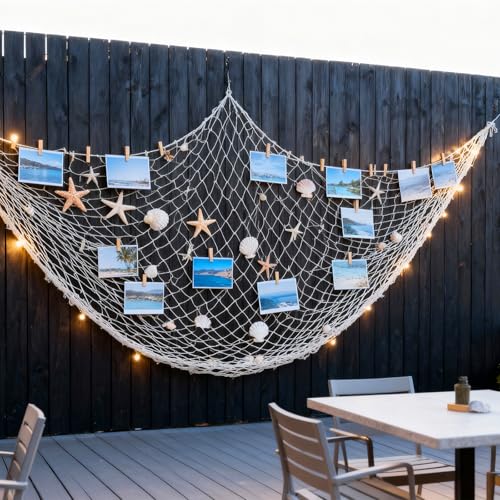 Nautical Fishnet Decorations for Party - Cotton Sea Life Underwater Decor, 2 Pack