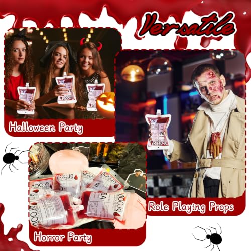 100 Pack Halloween Blood Bags for Drinks - Reusable Food Grade Drink Pouches with Funnel