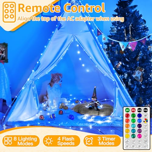 Ollny 33FT Color Changing Rope Lights Outdoor - 100 LED String Lights with 18 Colors & Remote