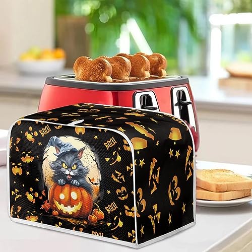 Toaster Cover 4 Slice Ghost Pumpkin Cat Dustproof Kitchen Appliance Protector - Halloween Decor