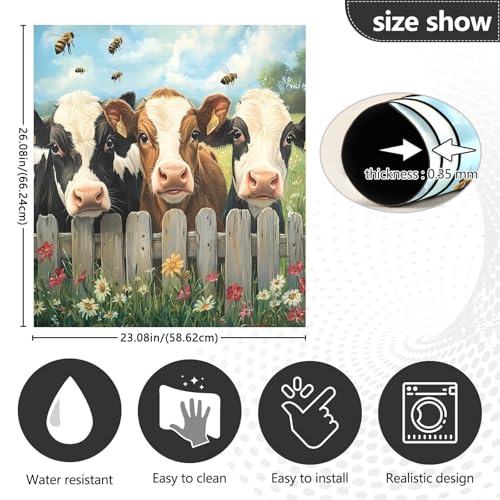 Farm Cows Bees Flowers Dishwasher Magnet Cover Front Door - 23x26 in