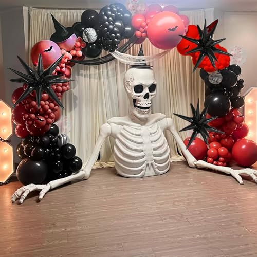 Burgundy Black Halloween Balloon Arch Kit - Spooky Party Decorations with Latex and Foil Balloons