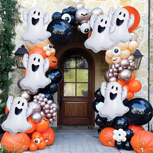 Halloween Balloons Set - 6 Large Spooky Foil Balloons for Party Decorations