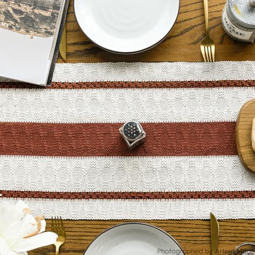 Caramel Rustic Woven Table Runner 12x48 Inch - Durable Home Decor