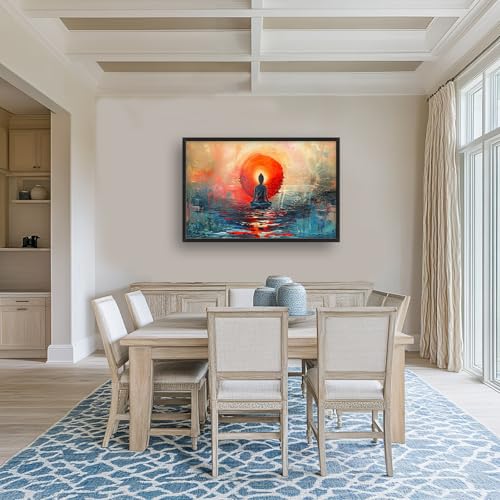 Buddha Wall Art Canvas Print - Large Abstract Zen Meditation Artwork for Living Room & Bedroom - 36 x 24 Inches - Variation of Buddha / 36"L x 24"W