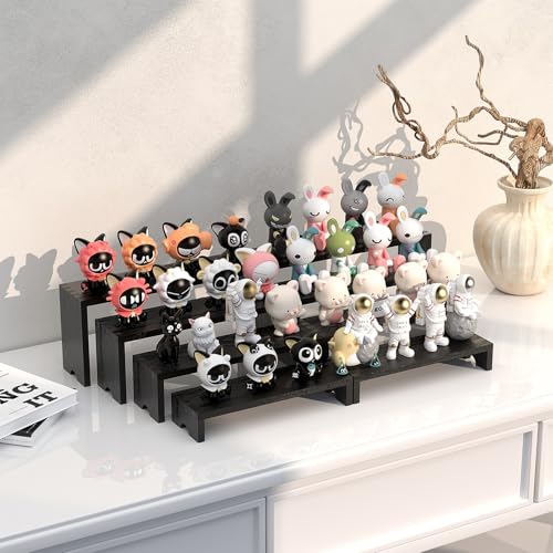 Black Wooden Tiered Display Risers Set - Stackable Farmhouse Dessert Stands, Food & Vendor Booth Decor, 2 Pack