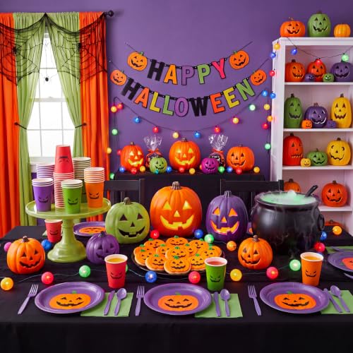 120 Pcs Halloween Pumpkin Paper Cups - 12 oz Disposable Party Cups with Smile Faces - Variation of THIS listing