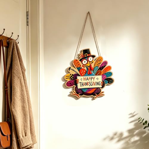 Thanksgiving Fall Decor Wooden Turkey Sign - Festive Home Wall & Door Decor