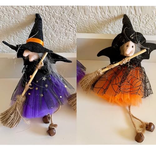 Halloween Witch Decor Set - Small Hanging Ornaments for Tree, Garland, Tiered Tray, Kitchen, Home Decor