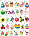 30 Pack Colorful PVC Keychains Bulk Set - Cute Bag & Backpack Charms for Gifts