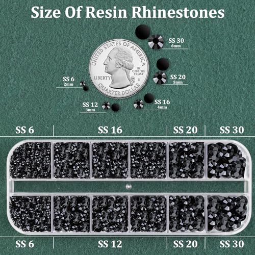 Black Resin Rhinestones for Crafting with Glue - Small Pack with 3 B7000 Adhesive