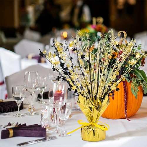 Crowye Black Gold Foil Spray Centerpiece Set - 18 Party Table Decorations - Variation: Black Gold