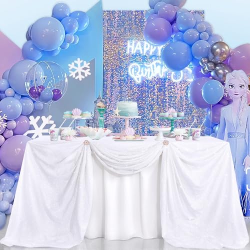 White Sequin Square Tablecloth 90x90 Inch Wedding & Party Decoration