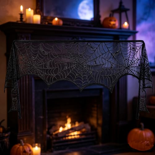 Halloween Indoor Decorations Set with Lace Spider Web and Garland - Haunted House Theme