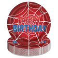 Red Spider Web Paper Plates 9 Inch - 50 Pack for Birthday Parties