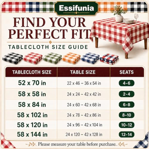 Waterproof Gingham Tablecloth - Pumpkin Orange Black 70x52 Inch Fall Festive Cover