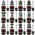 Halloween Cupcake Toppers with Tombstone & Shovel Spoons - Graveyard Cake Decorations, 48 Pieces