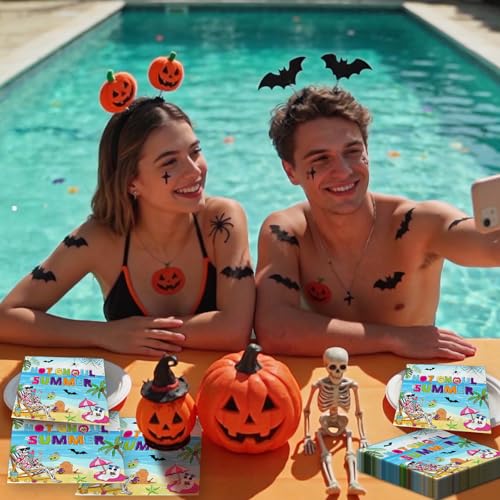 Hot Ghoul Summer Halloween Party Napkins - 50 Pcs, 6.5" Disposable Beach & Halloween Decor