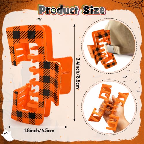 Halloween Hat-Friendly Hair Claw Clips - Ghost, Cat, Witch & Candy Corn Styles - 4 Pack - Halloween