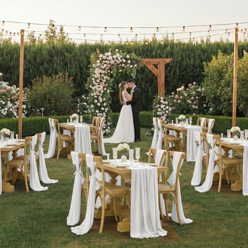 10ft White Chiffon Table Runner Pack of 12 - Rustic Wedding & Event Decor Variation of THIS listing
