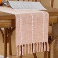 Wracra Rustic Linen Table Runner 13x60 Inches - Orange Boho Decor