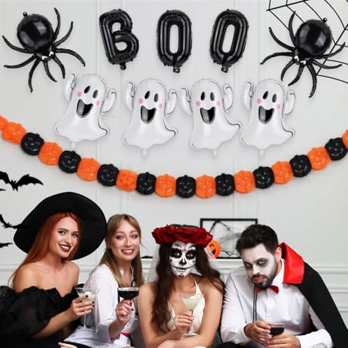 Halloween Ghost & Spider Foil Balloons Set - 9pcs Party Decorations