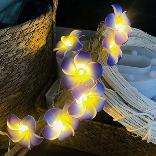 Hawaiian Plumeria String Light - Purple Foam Frangipani Fairy Lights for Garden & Wedding