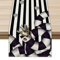 Halloween Table Runner Black Striped Decor for Dining Table - 13x72 Inches