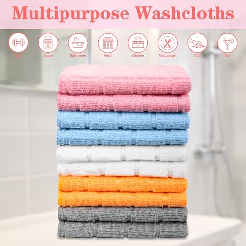 Microfiber Washcloths 50 Pack - Soft, Quick Dry, Multi-Purpose Face Towels - Multicolor