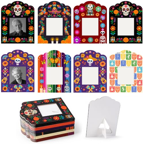 36 Pcs Day of the Dead Photo Frame Set - Mini Sugar Skull & Marigold Designs