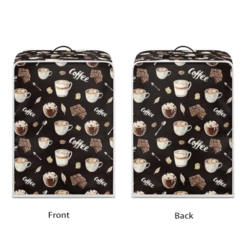 Coffee Maker Dust Cover Protector - Chocolate & S - Universal Fit, Washable, Foldable Kitchen Accessory