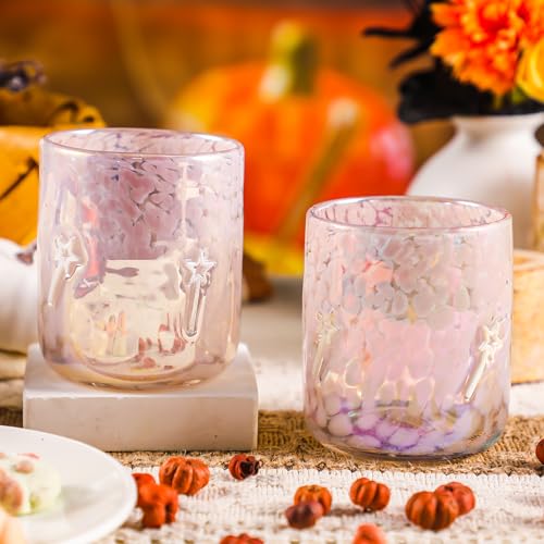 Halloween Wand Glass Cups Set - 14oz Pink & White Double-Layer Drinkware