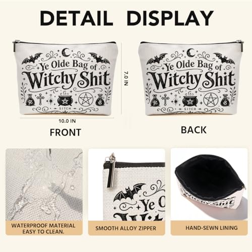 Multicolor Gothic Witchy Makeup Bag with Moon and Stars - Mystical Cosmetic Pouch