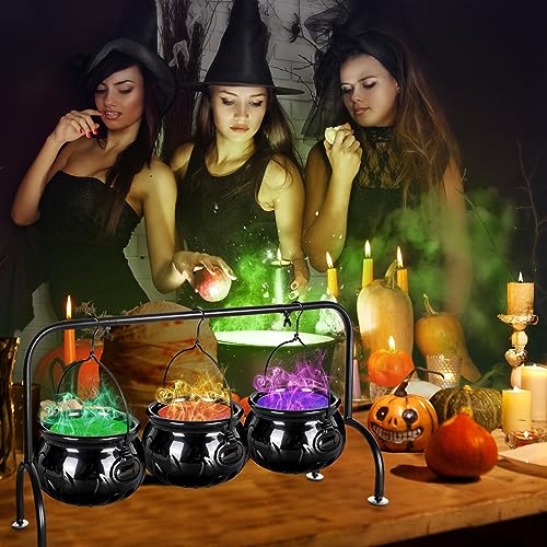 Halloween Ceramic Cauldron Serving Bowls Set - Spooky Party Decor & Snack Dishes