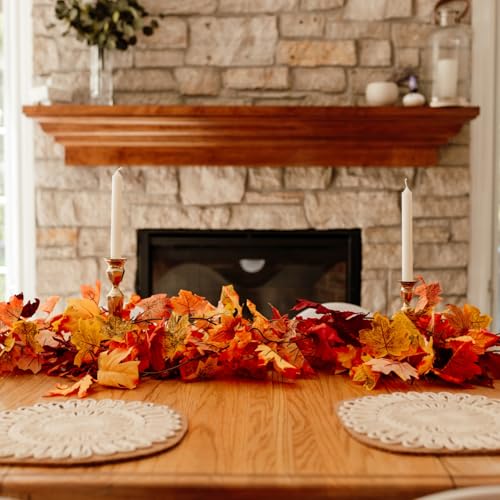 14 Pack Fall Leaf Garland - 82.6Ft Autumn Maple Leaves for Thanksgiving & Home Decor