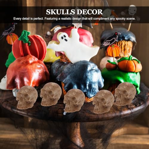 Halloween Mini Skull Figurines Set - 20 Realistic Resin Skeleton Heads for Decorations