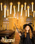 White Flameless Floating Candles with Wand Remote - 12pcs Halloween Decor