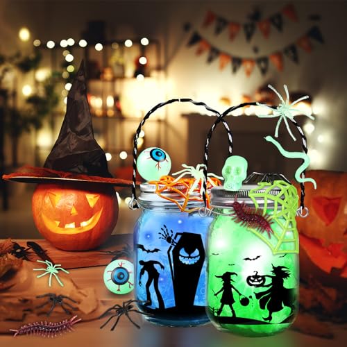 12 Pack Halloween Mason Jar Craft Kit for Kids | DIY Party Favors & Decorations
