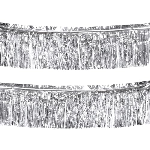 Silver Foil Fringe Garland Pack for Party Decorations - 30 Feet