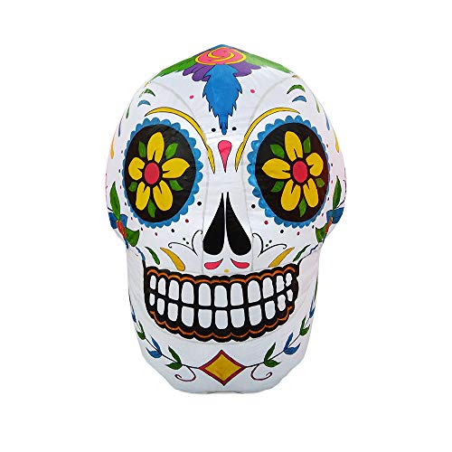Inflatable Sugar Skull Decoration for Halloween & Day of the Dead - 4ft Outdoor Indoor Decor