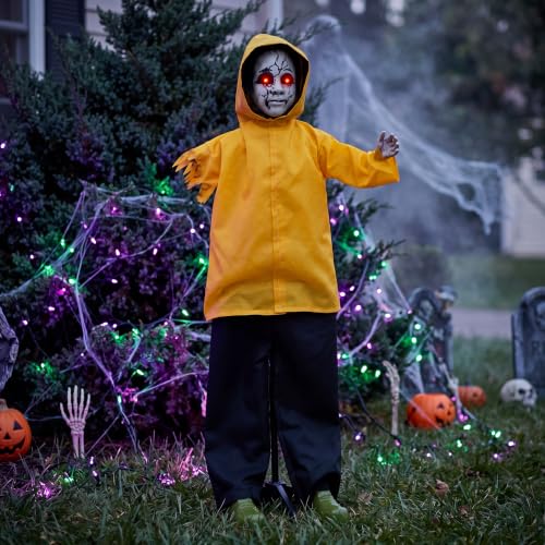 Halloween Ghost Animatronic Prop 49 Inch Life Size Outdoor Scary Decor with Glowing Eyes & Sound Activation