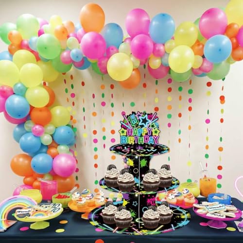Glow in Dark Cupcake Stand 3-Tier Dessert Display for Birthdays & Parties