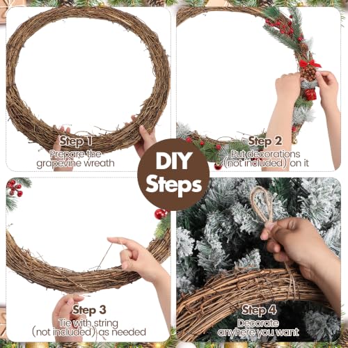 20 Inch Natural Grapevine Wreaths - 2 Pieces Rustic Holiday Decor - DIY Wreath Craft