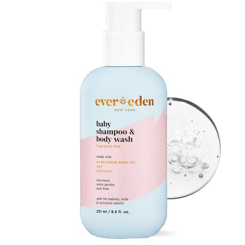 Evereden Baby Shampoo & Body Wash - Gentle 2-in-1 Hydrating Formula | 8.5 fl oz, Non-Toxic & Fragrance-Free for Sensitive Skin