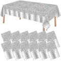 Disposable Glitter Diamond Tablecloths - Silver, 12 Pack, 54 x 108 Inches